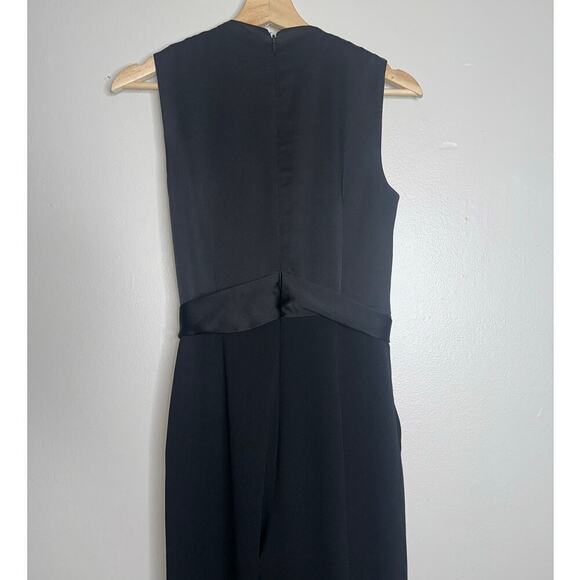 Jonathan Simkhai Cady V-Neck Satin Combo Wide Leg Jumpsuit Black Size 0 - Picture 9 of 11